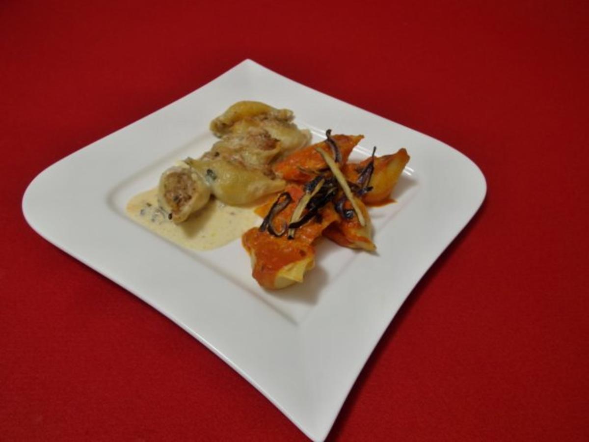 Conchiglioni con gusti e sapori Pasta gefüllt mit Fleisch oder Gemüse ...