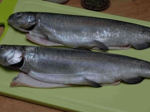 Fisch : Gebackene Forellen auf Sauce Hollandaise mi Dill - Rezept