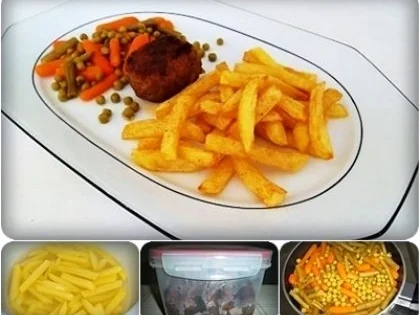 Selbstgemachte Pommes mit Gemüse und Mett-Frikadelle. - Rezept - Bild Nr. 2