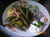 Matjes mit Bohnen-Bacon-Zwiebeln - Rezept