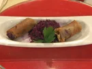Rezept: Rolle von Ente und Rotkraut im Brickteig Rolle von Ente und Rotkraut im Brickteig - Rezept