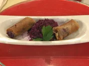 Rezept: Rolle von Ente und Rotkraut im Brickteig Rolle von Ente und Rotkraut im Brickteig - Rezept