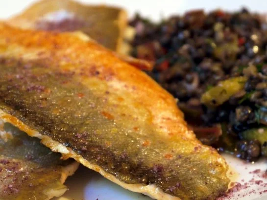 Bachsaibling an fruchtigem Linsensalat - Rezept