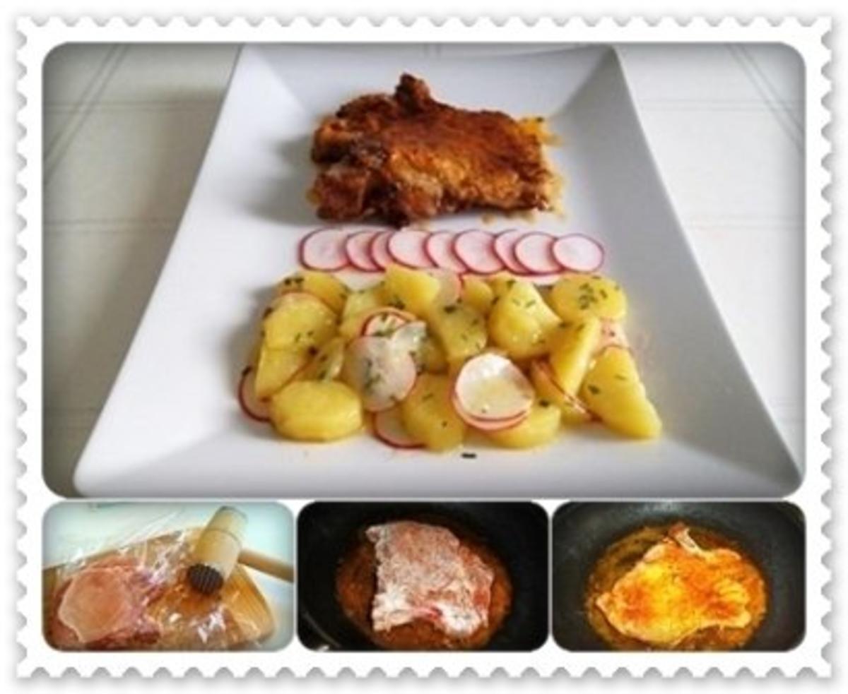 Saftiges Schweinekotelett  mit Kartoffel – Radieschen – Salat - Rezept - Bild Nr. 3