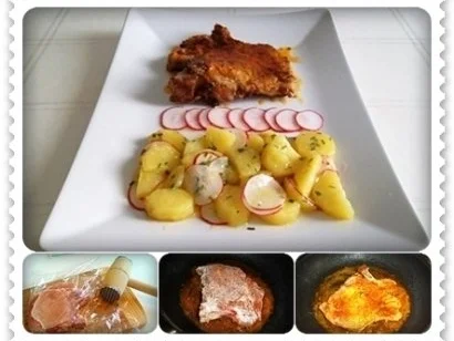 Saftiges Schweinekotelett  mit Kartoffel – Radieschen – Salat - Rezept - Bild Nr. 3
