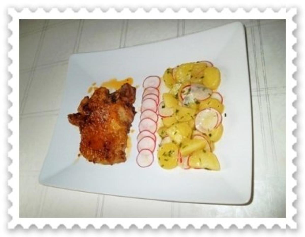 Saftiges Schweinekotelett  mit Kartoffel – Radieschen – Salat - Rezept - Bild Nr. 2
