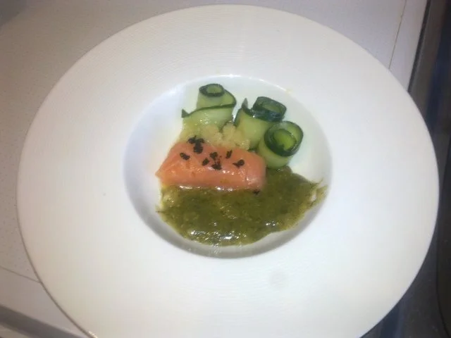 Lachs 40 | Gurke | Holunderblüten-Kapern-Dressing | Apfelgranité - Rezept - Bild Nr. 2