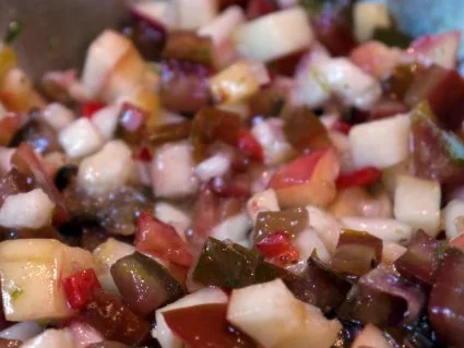 Rezept: Hähnchenbrust mit einer Salsa aus wilden Pfirsichen und Kumato-Tomaten Bild Nr. 10 Hähnchenbrust mit einer Salsa aus wilden Pfirsichen und Kumato-Tomaten - Rezept - Bild Nr. 10