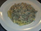Pasta in Puten-Champignon-Käsesoße - Rezept