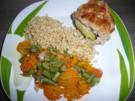 Menü : Zucchinisuppe,Schnitzel gefüllt an Ebly & Gemüse. - Rezept