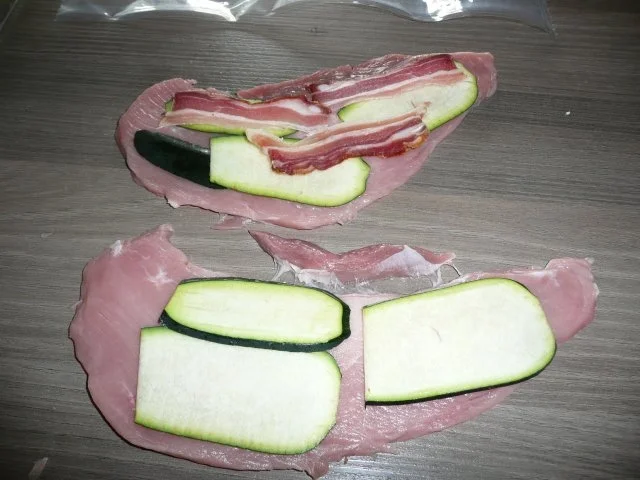 Menü : Zucchinisuppe,Schnitzel gefüllt an Ebly & Gemüse. - Rezept - Bild Nr. 2