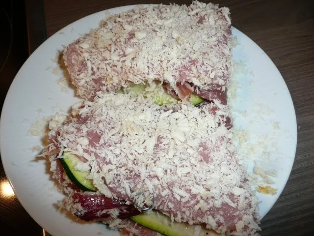 Menü : Zucchinisuppe,Schnitzel gefüllt an Ebly & Gemüse. - Rezept - Bild Nr. 5