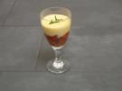 Kalte Riesling-Sabayone auf Erdbeer-Rhabarbergrütze - Rezept