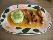 Beilage : Kartoffel - Fenchel -Stampf mit Hähnchelschenkelchen - Rezept