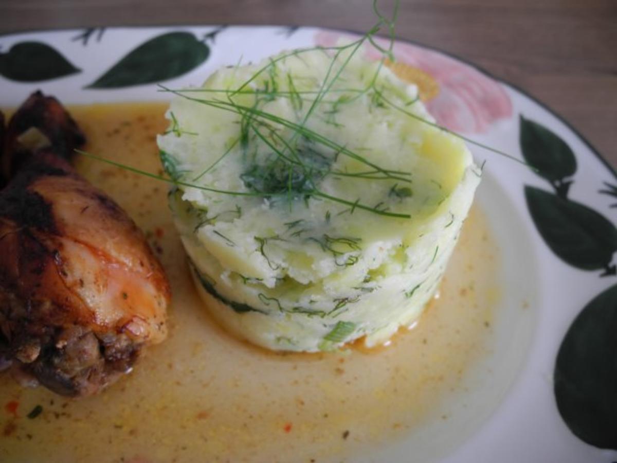 Beilage : Kartoffel - Fenchel -Stampf mit Hähnchelschenkelchen - Rezept - Bild Nr. 3