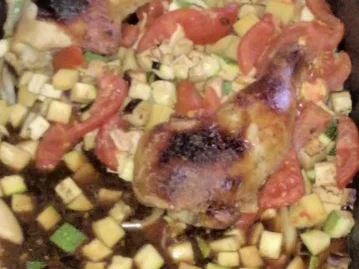 Hähnchenschenkel auf Gemüse - Rezept - Bild Nr. 2