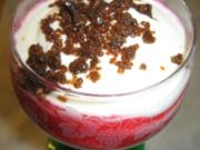 Joghurt-Crème m. Himbeeren u. Mandel-Crunch - Rezept