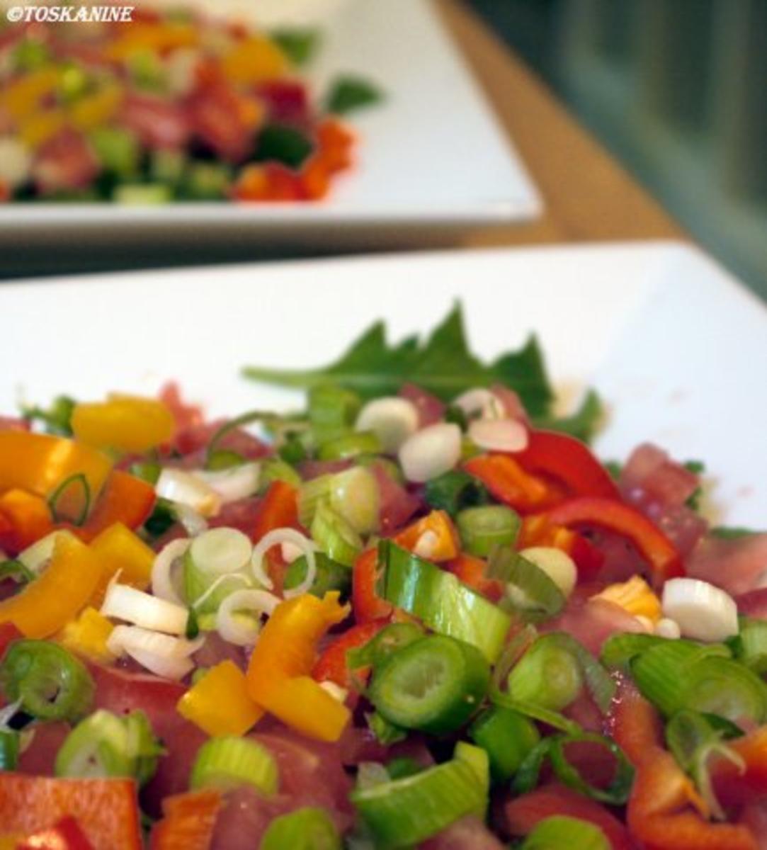 Hähnchenbrust in Pancetta auf sommerlichem Salat - Rezept - Bild Nr. 10