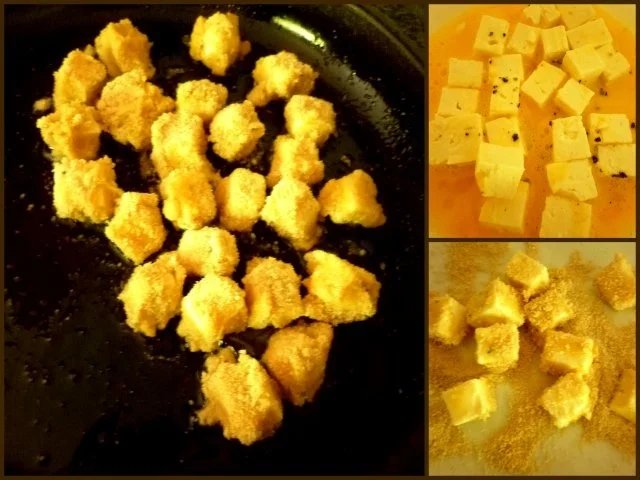 Penne mit Zucchini-Erbsen-Soße und panierten Feta-Würfeln - Rezept - Bild Nr. 3