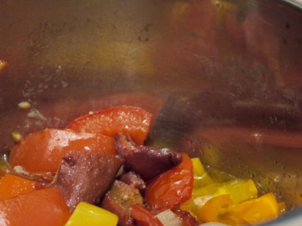 Hackbraten mit Paprika Gemüse Sauce - einfach - 189 kcal/100g