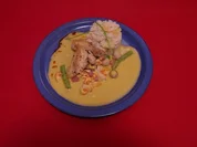 Edles Bremer Stubenkükenragout mit Spitzmorcheln und Flusskrebsen an Reis - Rezept