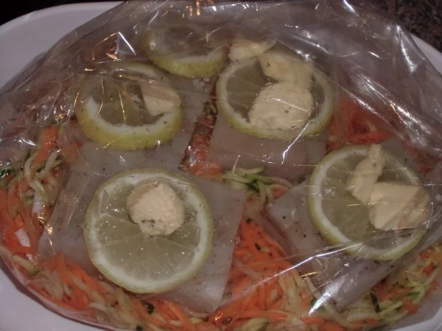 Fisch : Seelachs auf Gemüsebeet im Bratschlauch - Rezept - Bild Nr. 7