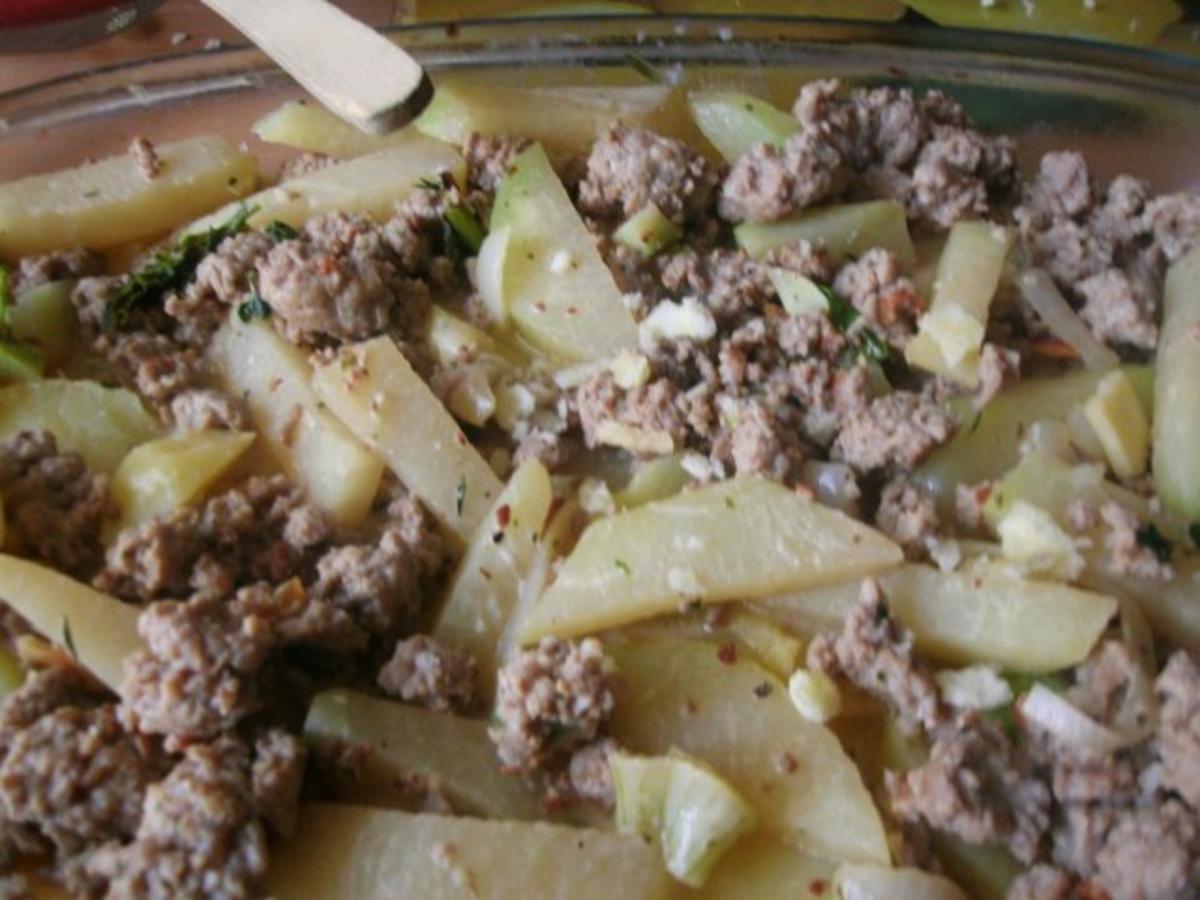 Kartoffel - Kohlrabi Gratin mit  Frischkäse - Hackfleischsauce - Rezept - Bild Nr. 13