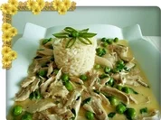 Rezept: Hรคhnchen-Frikassee mit Reis Hรคhnchen-Frikassee mit Reis - Rezept