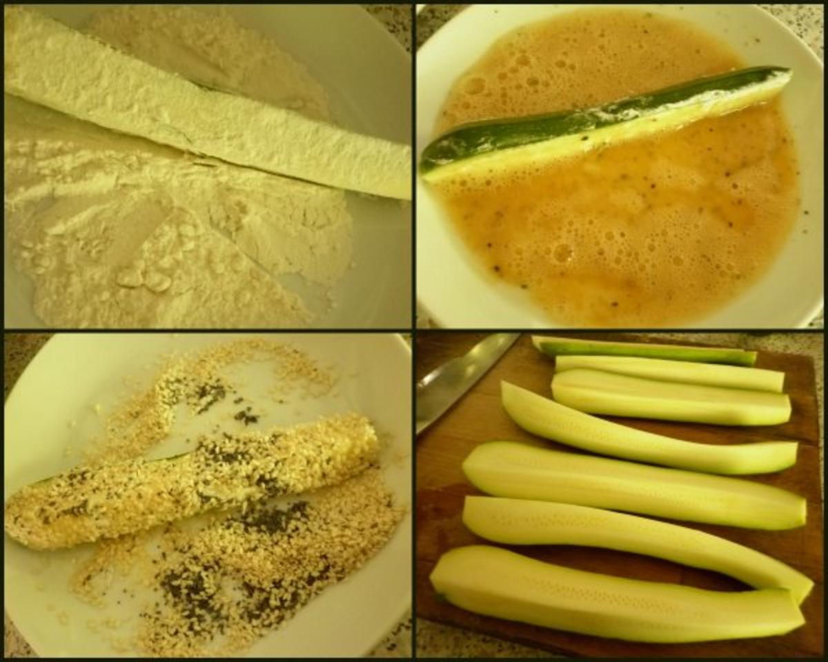 Sesam-Zucchini mit knusprigen Kartoffelecken - Rezept - Bild Nr. 3