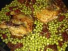 Perlhuhn an Chilli-Honig-Knoblauch mit Reis und Erbsen - Rezept