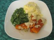 Fischstäbchen mit Spinat und Kartoffelpüree - Rezept