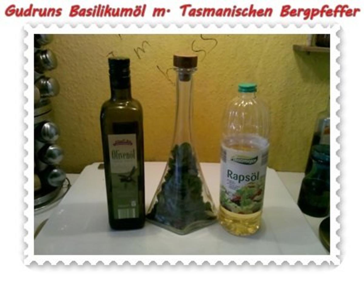 Öl: Basilikumöl mit Tasmanischen Bergpfeffer, Chili und Knobi - Rezept - Bild Nr. 3
