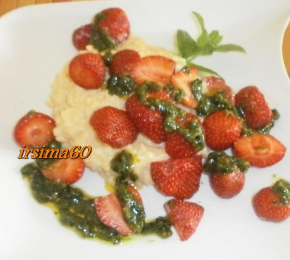 Milchreis mit süßem Minz - Pesto und Erdbeeren - Rezept - Bild Nr. 2