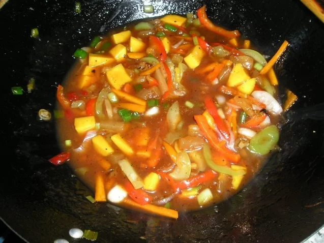 Rezept: Hühnerfleisch süß-sauer nach Christl`s Art Bild Nr. 4 Hühnerfleisch süß-sauer nach Christl`s Art - Rezept - Bild Nr. 4