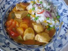 Hähnchenbrustfilet-Curry mit buntem Reis - Rezept