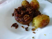 Ziegenkäsebeefsteak mit Beilagen - Rezept