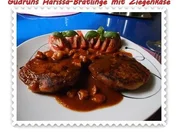 Kartoffeln: Harissa-Bratlinge mit Ziegenkäse und Tomatensoße - Rezept