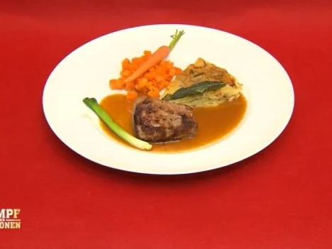 Kalbsfilet à la Rossini mit Kartoffel-Salbei-Tarte - Rezept