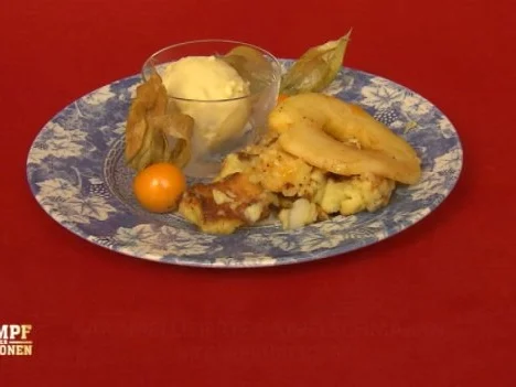 Karamellisierter Apfelschmarrn mit Weißbiereis - Rezept