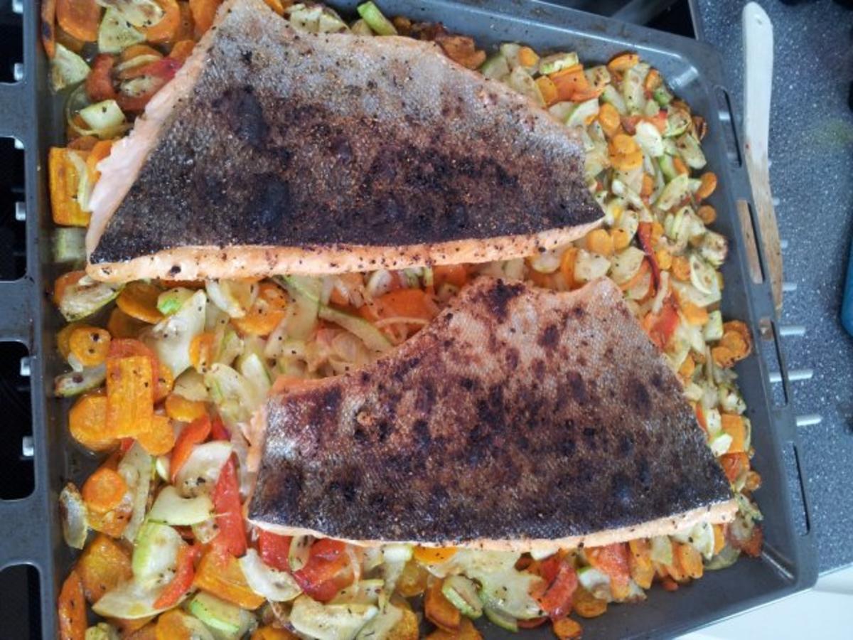 Lachs auf Gemüsebett - Rezept mit Bild - kochbar.de