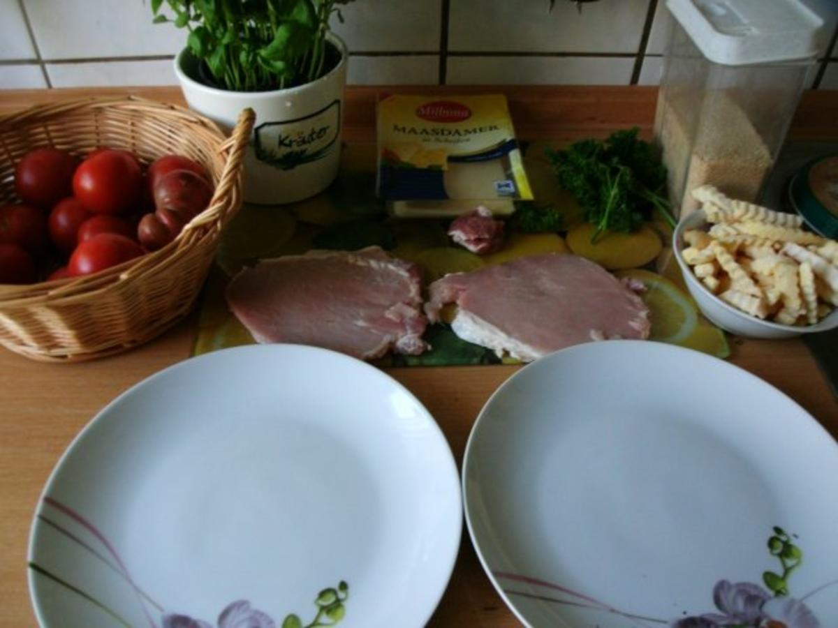 Überbacken Kotelett mit Tomaten und Käse - einfach - 169 kcal/100g