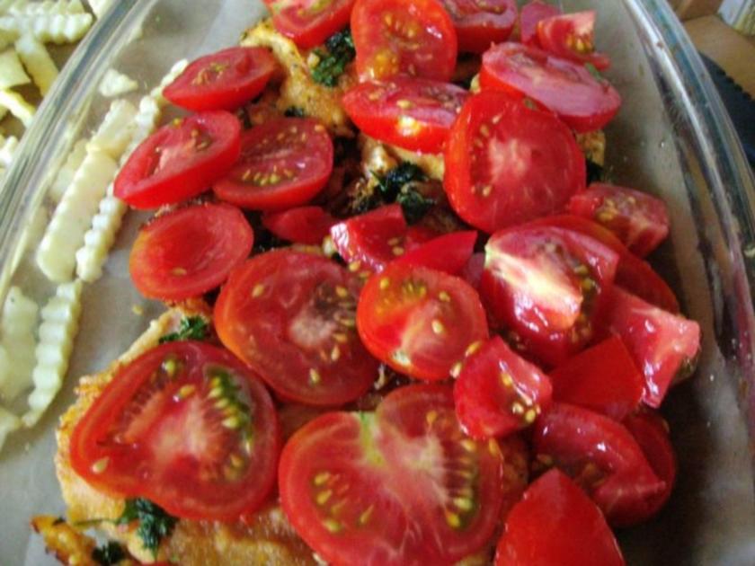 Überbacken Kotelett mit Tomaten und Käse - einfach - 169 kcal/100g