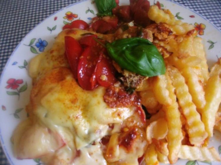 Überbacken Kotelett mit Tomaten und Käse - einfach - 169 kcal/100g