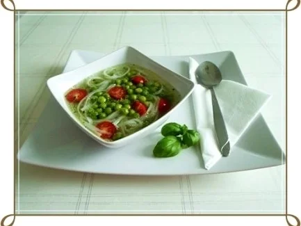 Reis-Bandnudeln mit jungen Erbsen – Suppe - Rezept - Bild Nr. 15