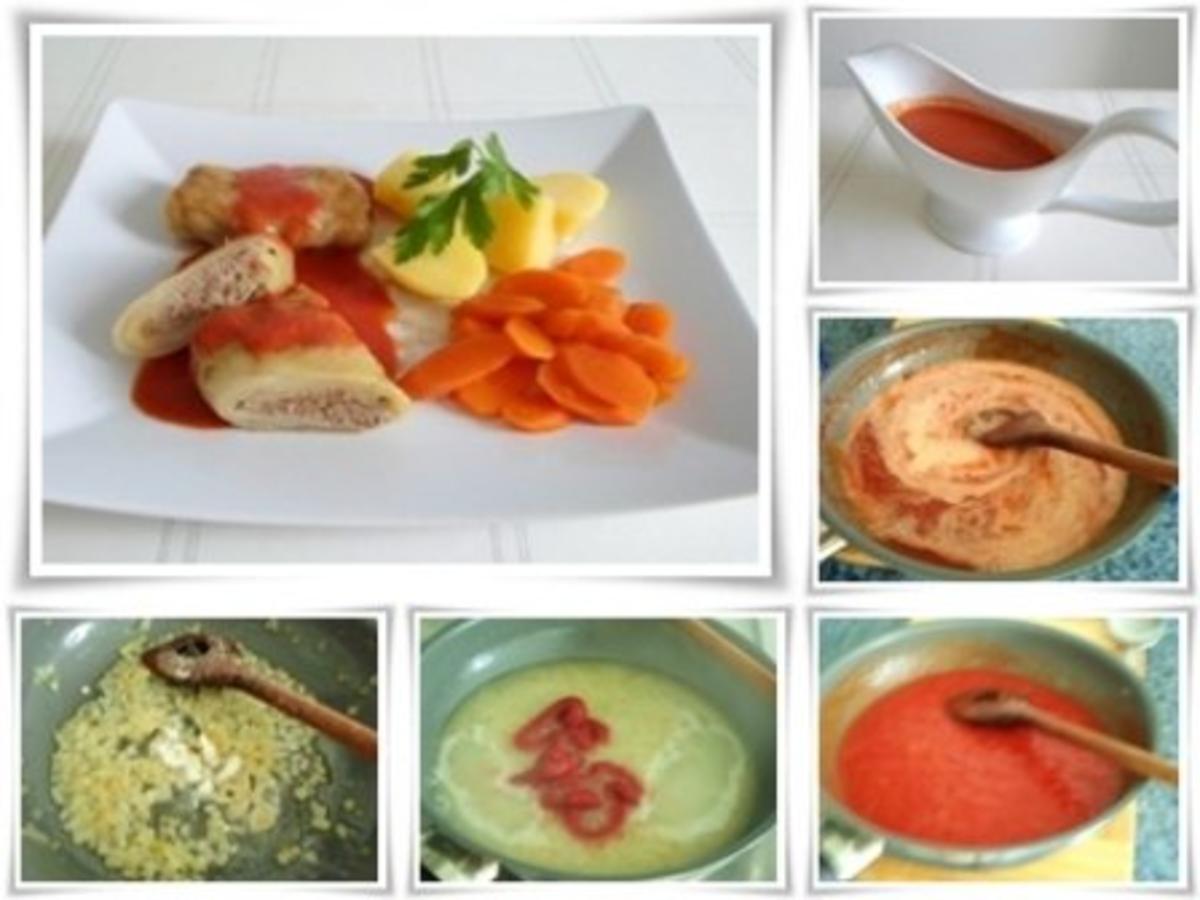 Kohlrouladen mit Tomatensauce, Salzkartoffeln und Möhren - schonend gegart. - Rezept - Bild Nr. 17