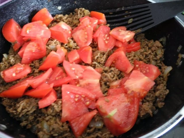 Rezept: Hackfleisch : Hackfleisch mit Gemüse und Pasta dazu Blumenkohl Bild Nr. 4 Hackfleisch : Hackfleisch mit Gemüse und Pasta dazu Blumenkohl - Rezept - Bild Nr. 4