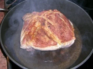 Rezept: Nackenbraten vom Schwein mit Estragonsauce an überbackenem Staudensellerie Bild Nr. 6 Nackenbraten vom Schwein mit Estragonsauce an überbackenem Staudensellerie - Rezept - Bild Nr. 6