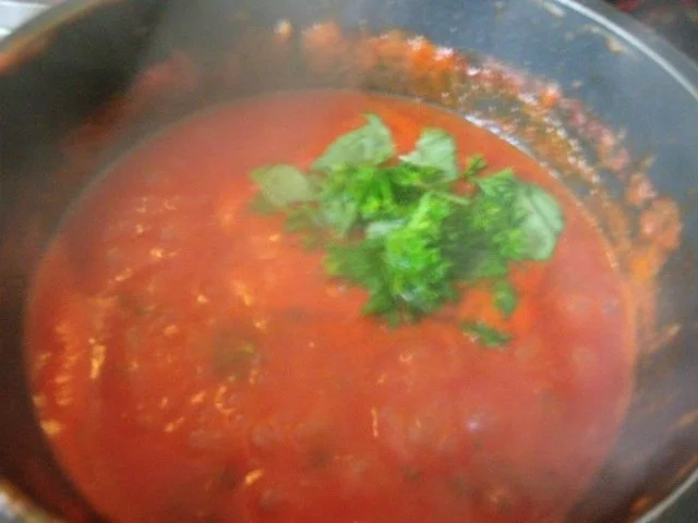 Parmesannudeln in Tomatensauce und Jägerschnitzel - Rezept - Bild Nr. 10