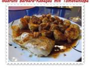 Fisch: Berbere-Kabeljau mit Backkartoffeln und Tomaten-Specksoße - Rezept