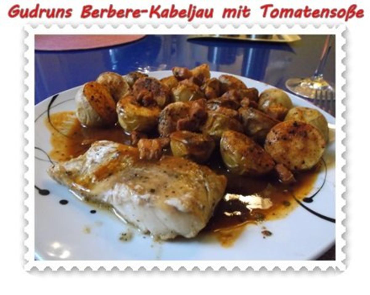 Bilder für Fisch: Berbere-Kabeljau mit Backkartoffeln und Tomaten-Specksoße - Rezept